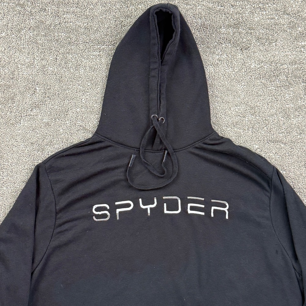 Spyder Women's Hoodie Small Black Logo Pullover Athletic Activewear Sweatshirt